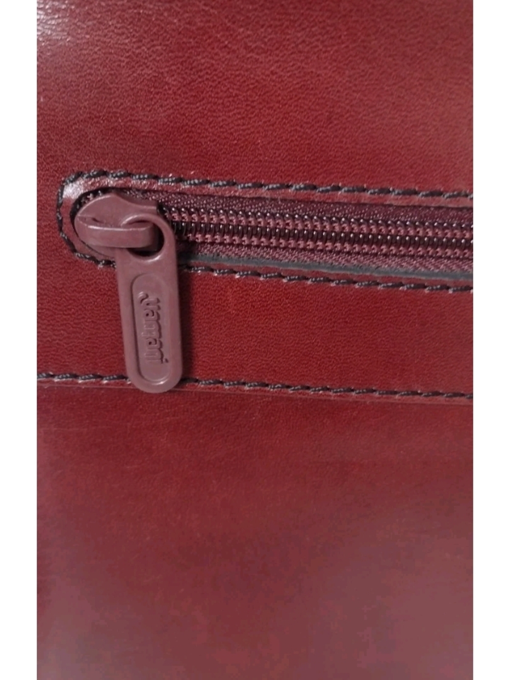 Classic Burgundy Leather Briefcase with Gold Hardware - Picture 9 of 16